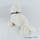Plüsch-Seelöwe CYRILLUS Seal Grauer Schal mit weißen Tupfen 40 cm