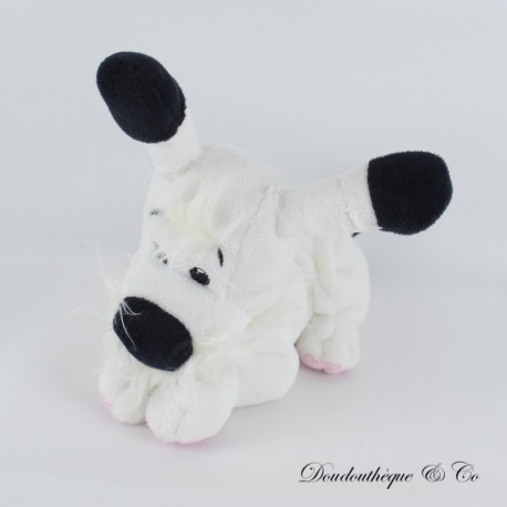 Peluche chien Idéfix position allongée blanc noir 2019 19 cm Peluche chien Idéfix position allongée blanc noir 2019 19 cm