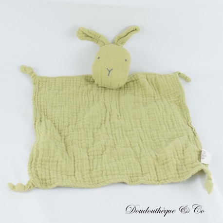 Flaches Kaninchen Kuscheltier INTERBABY grünes Pucktuch quadratisch 4 geknotete Ecken 36 cm Flaches Kaninchen Kuscheltier INTERBABY grünes Pucktuch quadratisch 4 geknotete Ecken 36 cm