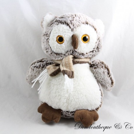 Peluche hibou chouette marron écharpe à carreaux Peluche hibou chouette marron écharpe à carreaux