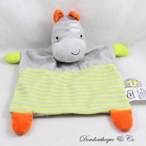 Flaches Zebra-Kuscheltier MOTS D'ENFANTS grau gestreift grün orange 25 cm