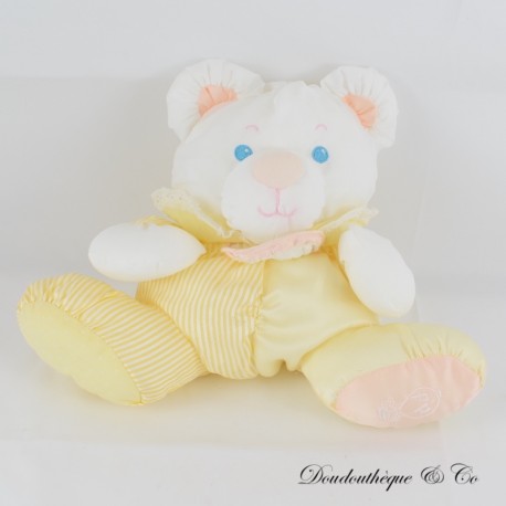 FISHER PRICE Puffalump Gelber Fallschirm Canvas Rassel Teddybär 25 cm