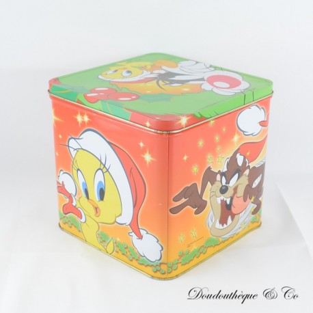 Metall-Kuchenschachtel Titi, Taz, Daffy Ente und Grosminet BATTISTERO Weihnachten 18 cm