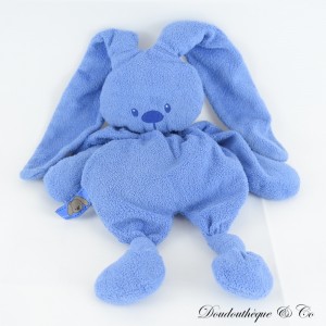 Halbflaches Kaninchen Kuscheltier NATTOU blaue Lapidou Schleifen 30 cm
