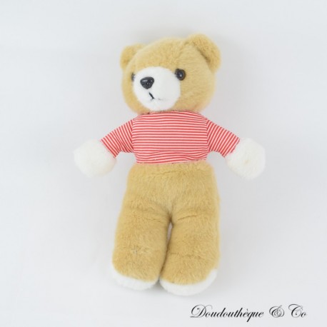 Bär Plüsch SANS MARQUE beige cremerot und weiß gestreiftes T-Shirt 30 cm Bär Plüsch SANS MARQUE beige cremerot und weiß gestreiftes T-Shirt 30 cm