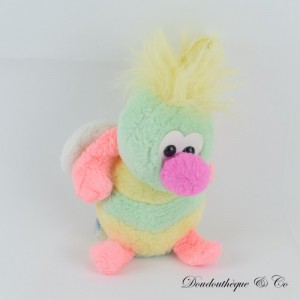Vintage Teddybiene Teddybär Sitzhaltung Grün Weiß Gelb 20 cm