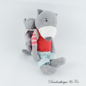 Stuffed wolf mom and her baby CARREBLANC Square White daddy wolf 23 cm