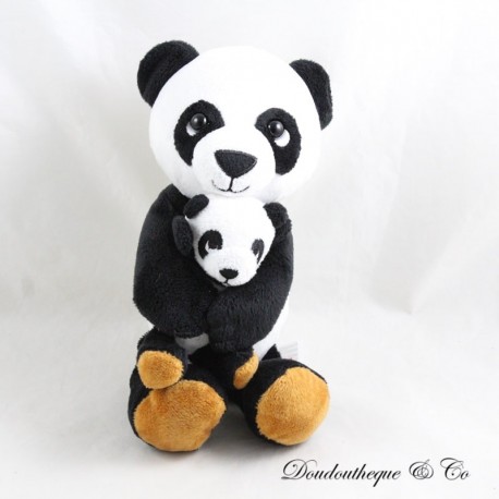 Mama und Baby Panda Pluschtier FERRERO KINDER schwarz weiB gestreift 24 cm