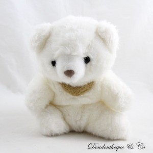 Vintage beige Herz weißer Teddybär Plüsch 20 cm