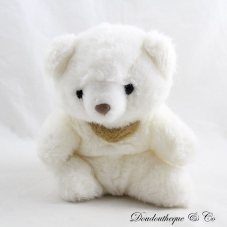 Vintage beige Herz weißer Teddybär Plüsch 20 cm Vintage beige Herz weißer Teddybär Plüsch 20 cm