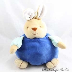 Vintage Stoffhase TEX Ball Beige Blau Grün Arm 27 cm