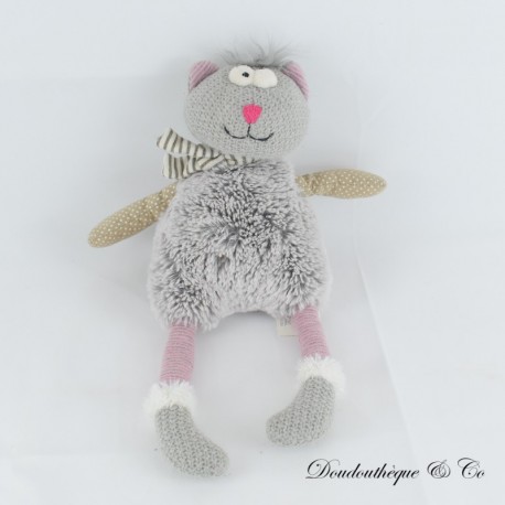ZARA HOME Katze Plüsch Kopf Strick Grau und Weiß Crazy Eyes 30 cm ZARA HOME Katze Plüsch Kopf Strick Grau und Weiß Crazy Eyes 30 cm