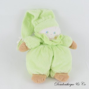 Puppe Elf AJENA Gesicht beflockt grüner Glockenkragen 23 cm