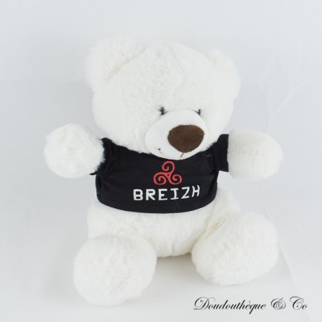 JEMINI Bär Plüsch Schwarz und Weiß Sitzend Breizh Logo Bretagne 20 cm JEMINI Bär Plüsch Schwarz und Weiß Sitzend Breizh Logo Bretagne 20 cm