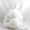 Vintage Kaninchen Plüsch VERTBAUDET Weiß Grün Gelb Sitzend 28 cm