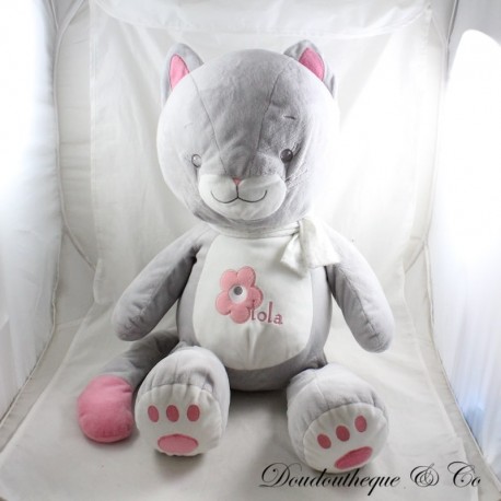 Peluche de gato grande ARTHUR AND LOLA Bébisol gris rosa Peluche de gato grande ARTHUR AND LOLA Bébisol gris rosa