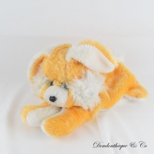 Peluche range pyjama lapin orange et blanc vintage 40 cm