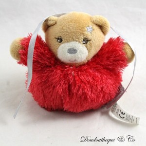 KALOO Pelz Roter Stern Grau Mini Bär Weihnachtskugel Decke 11 cm