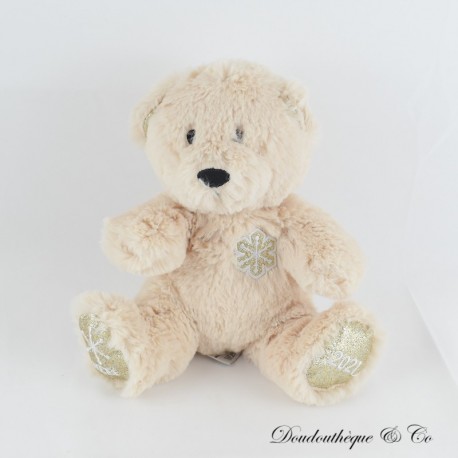 NOCIBÉ Bär Plüsch beige Schneeflocke 2021 sitzend 19 cm NOCIBÉ Bär Plüsch beige Schneeflocke 2021 sitzend 19 cm