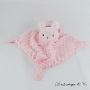 SHENZHEN M&J TOYS rosa Kaninchen flaches Kuscheltier mit geprägtem Tupfenkranz 30 cm