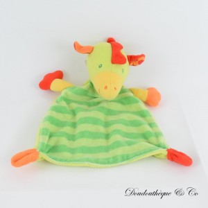 BABYSUN Drachen Einstecktuch Kuscheltier mit grün orange gelb Streifen 25 cm