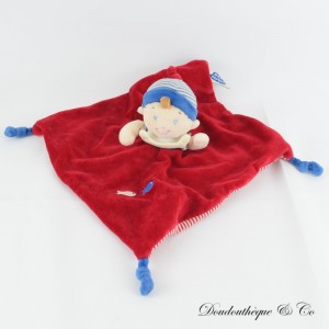 Elf Flache Decke KINDER WORTE Junge Matrose Blau Rot Fisch24 cm