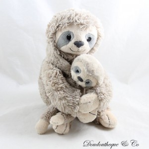 Carrefour TEX Faultier Plüsch Mutter und Baby Beige 33 cm