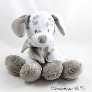 Peluche Max chien NATTOU Max Noa & Tom beige blanc couronne 26 cm