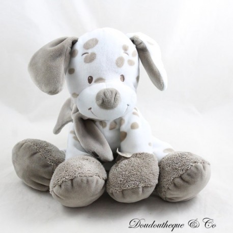 Peluche Max chien NATTOU Max Noa & Tom beige blanc couronne 26 cm Peluche Max chien NATTOU Max Noa & Tom beige blanc couronne 26 cm