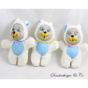 3er-Set FISHER PRICE Vintage Baby Bären Überraschungen verschiedene Ausdrücke blau weiß 12 cm