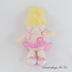 Plüschpuppe QUE DU BONHEUR blonde Tänzerin rosa Tut Kleid 28 cm