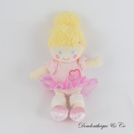 Plüschpuppe QUE DU BONHEUR blonde Tänzerin rosa Tut Kleid 28 cm Plüschpuppe QUE DU BONHEUR blonde Tänzerin rosa Tut Kleid 28 cm