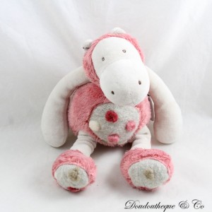 Nilpferd Plüschtier MOULIN ROTY Les Zazous rosa Tupfen 23 cm