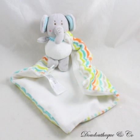 SHIMA Elefant Einstecktuch Kuscheltier grau blau weiß mehrfarbig Wellen 36 cm SHIMA Elefant Einstecktuch Kuscheltier grau blau weiß mehrfarbig Wellen 36 cm