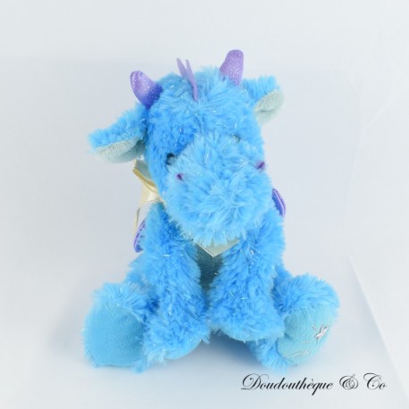 GLÄNZENDE STERNE Drache Plüsch Goldblau glitzernder Fellstern 20 cm GLÄNZENDE STERNE Drache Plüsch Goldblau glitzernder Fellstern 20 cm