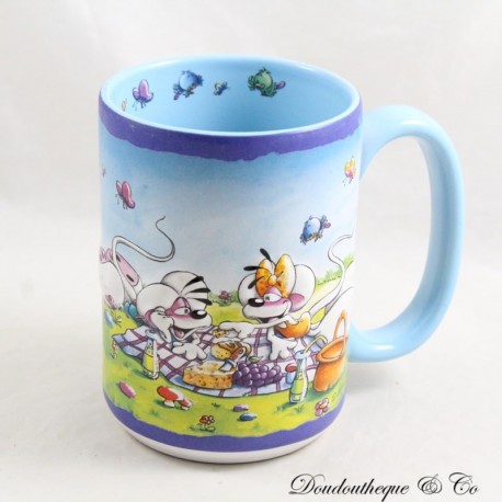 Diddlina Pimboli Pimboli und Mimihopps 3D Keramik Becher 10 cm geprägte Maus Becher DIDDL Blau Picknick Diddlina Pimboli Pimboli und Mimihopps 3D Keramik Becher 10 cm geprägte Maus Becher DIDDL Blau Picknick