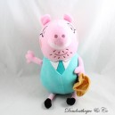 PEPPA PIG Dad Pig Plüschtier mit Schulranzen Arbeitstasche grün 25 cm