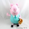 PEPPA PIG Dad Pig Plüschtier mit Schulranzen Arbeitstasche grün 25 cm