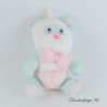Mini Puffalump Style Puffalump Bär Fliege Rosa und Weiß Fallschirm Canvas Vintage 19 cm
