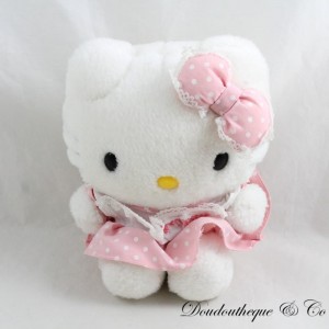 Plüsch Hello Kitty Cat SANRIO Kleid Rosa mit weißen Polka Dots