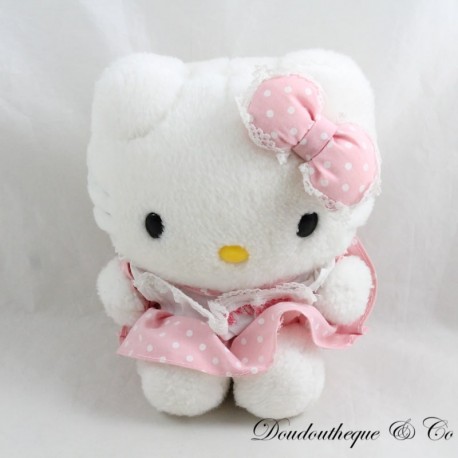 Plüsch Hello Kitty Cat SANRIO Kleid Rosa mit weißen Polka Dots Plüsch Hello Kitty Cat SANRIO Kleid Rosa mit weißen Polka Dots