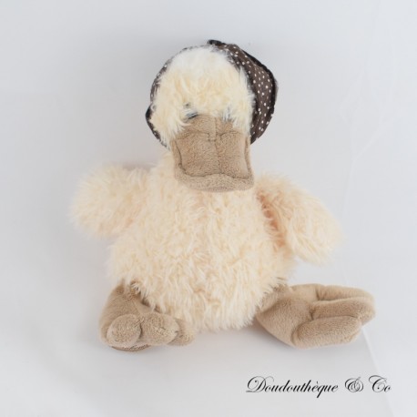 BUKOWSKI Huhn oder Gans Kuscheltier mit beigen Polka Dots, lange Haare, 25 cm BUKOWSKI Huhn oder Gans Kuscheltier mit beigen Polka Dots, lange Haare, 25 cm
