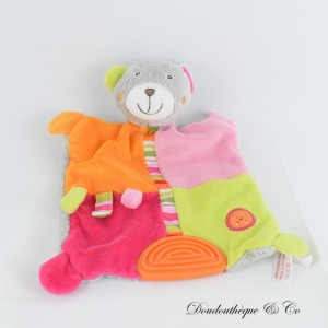 Peluche piatto Orso TIGEX arancione rosa rosso verde campana 23 cm