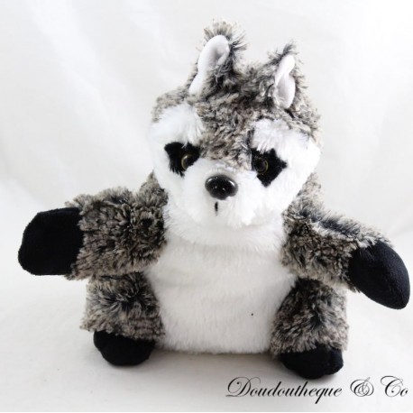 FIZZY mottled grey raccoon puppet plush FIZZY mottled grey raccoon puppet plush