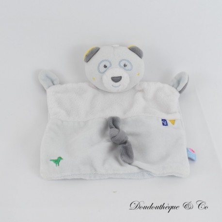 Flaches Panda Kuscheltier SUCRE d'orge grau weiß Schnullerclip 20 cm