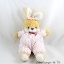 Vintage Plüsch Kaninchen TEX Streifen Rosa Weiß Jumpsuit Stoff 34 cm