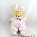 Vintage Plüsch Kaninchen TEX Streifen Rosa Weiß Jumpsuit Stoff 34 cm