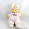 Vintage Plüsch Kaninchen TEX Streifen Rosa Weiß Jumpsuit Stoff 34 cm