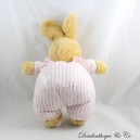 Vintage Plüsch Kaninchen TEX Streifen Rosa Weiß Jumpsuit Stoff 34 cm