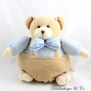 Plüschbärenball PRISCILLA LARSEN beige blaue Fliege Glocke 26 cm
